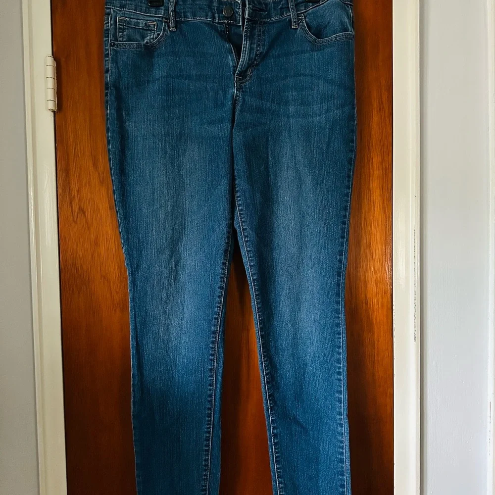 Old Navy Women's Super Skinny Mid-Rise Jeans - Dark Blue - Picture 1 of 4